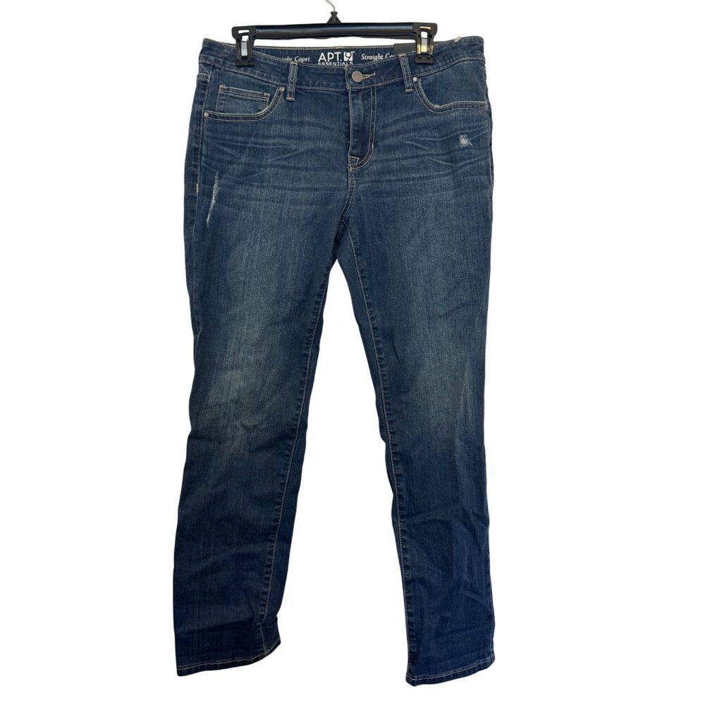 Apt 9 Capri Mid Rise Straight Leg Womens Size 10 Dark Wash Denim Jeans
